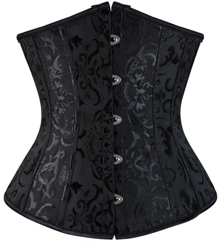 Zhitunemi Halloween Costumes Woman 2025: Black Underbust Corset Top for Women Pirate Costume - Corsets for Pirate Theme Party Waist Belt Medium Black