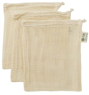 Simple Ecology Reusable Grocery Produce Shopping and Storage Bags, Organic Cotton Mesh, Small 3 pack