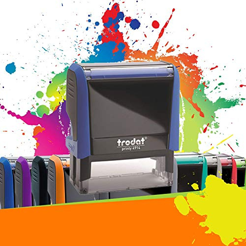 Trodat Printy 4914 - Tampon Encreur Professionnel Automatique 6 lignes À Personnaliser - Empreinte 64 x 26 mm Offerte (Bleu)