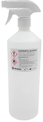 Hexeal Isopropyl Alcohol 1L – 1L Spray of 99.9% IPA Disinfectant & Sanitiser – Removes Grime on Phones & Electronics – Degreaser, Cleaning Fluid & Solvent for Paint Thinning