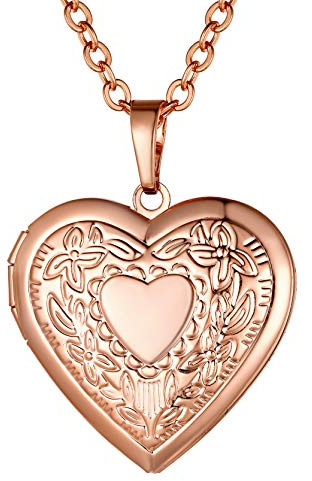 GOLDCHIC JEWELRY Collana Medaglione del Cuore con Foto Personalizzata per Donna Ciondolo Cuore con i Fiori Regali di Gioielli Incisi con Foto Personalizzate Regalo per La Madre