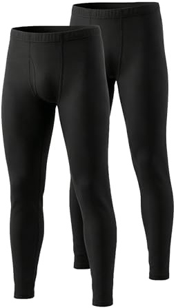 YUSHOW Lot de 2 Pantalons Thermiques Homme Bas Caleçon Long sous-Vêtements Chaud Hiver Couche de Base Ultra Doux Leggings sous-vêtement de Ski, Noir, Taille 4XL