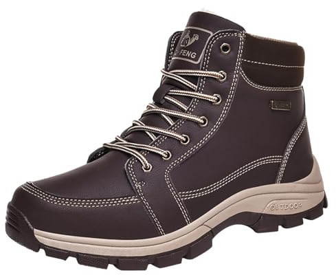 Woaikeyu Herren-Sneaker, flach, warm, aus Plüsch, Schneestiefel, rutschfest, Sportschuhe für Herren, lässig, Schuhe, braun, 48 EU