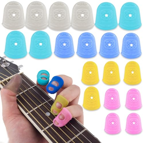 KSJEHW 20 Stücke Fingerspitzenschutz, Silikon-Fingerschutz, Fingerspitzenkappen, Pads, Abdeckung, Fingerhut, Fingerschutz für Gitarrenspielen, Schneiden, Wachsschnitzen, Papierkram