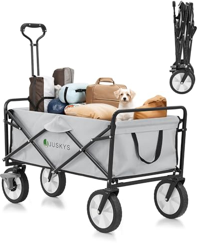 Juskys Bollerwagen 100 kg Tragkraft - Transportwagen faltbar - Einkaufen, Outdoor & Camping - Strandwagen Faltbollerwagen Handwagen Hellgrau