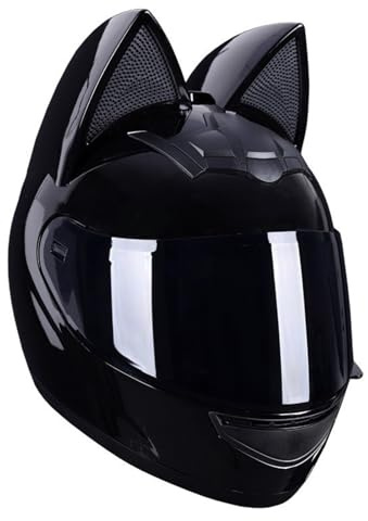 Casco da moto con orecchie di gatto, caschi integrali con visiera, caschi da motocross, omologati ECE per uomini e donne adulti, quattro stagioni D,S50-53CM