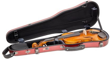 Crossrock Koffer in Polykarbonform, passend für 4/4 Violine in voller Größe, inklusive Schutzdecke, Hygrometer, Zubehörtasche, abnehmbare Gurte, Rot (CRF4050VFRD)