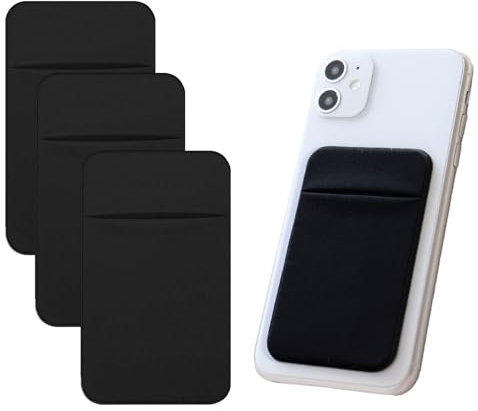 3 Stück Handy-Kartenhalter mit Selbstklebendem Aufkleber für die Rückseite des Telefons, Handy Kartenhalter für Smartphones Kartenetui aus Stretchstoff, Handy-Kartenfach Brieftasche (Schwarz)