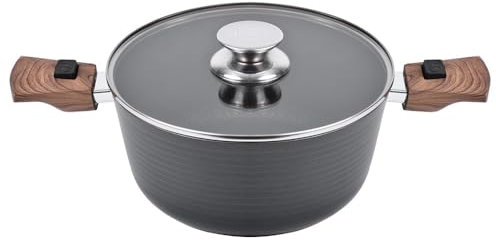 Durandal Faitout antiadhésif 24 cm Légende avec couvercle en verre inclus et poignées amovibles - Faitout 4,3L