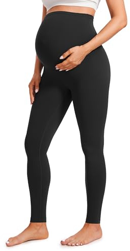 CRZ YOGA Butterluxe Extra Long Maternity Leggings 30'' - Yoga Lounge Pants for Tall Women Pregnancy Soft Over The Belly Black Small