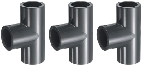 sourcing map 3pcs Tee PVC Fitting 1/2 3 Way Connector Furniture Build Grade Pipe Coupling Elbow Fittings for Sewer Plumbing Drain Pipe Water Supplies Build Garden