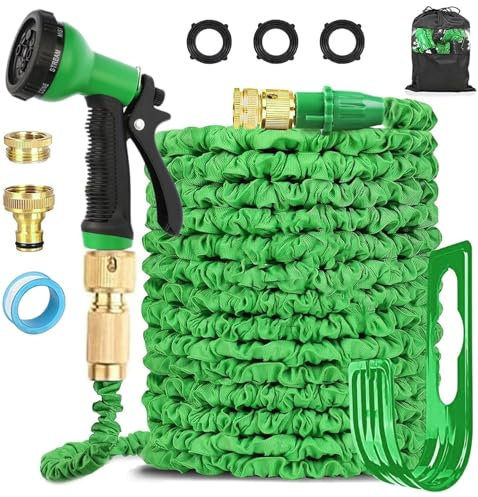LINGKY Manguera de Jardin Extensible 60 Metros, Manguera Jardin Enrollable con 8 Funciones de Riego, Manguera Extensible con 1/2 y 3/4 Universal Para Grifo Incluido - Garden Hose