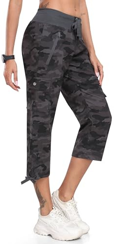 MoFiz Women's Hiking Cargo Shorts Summer 3/4 Trousers Walking Capri Pants | Breathable, Quick Dry, Outdoor Shorts, Capris Cargo Pants,Camping, Jogging, Sports, Travel, Casual, Cropped Trousers.