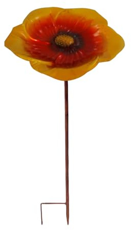 Distributeur Automatique de Nourriture pour Abeilles avec Motif Floral - Bol de Jardin - Bain d'oiseaux en métal - Plateau Papillon - pour Oiseaux - avec Piquet pour pollinisation