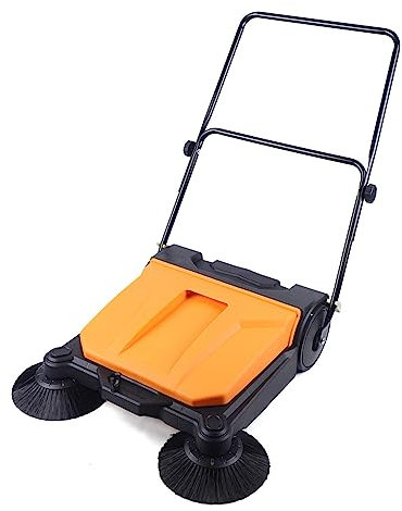 Barredora de suelo industrial, herramienta de limpieza comercial de 26 pulgadas con cubo de basura de 4 galones para garaje, entrada, hotel