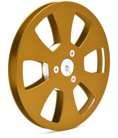 Cenei 5 Inch Reel Tape Recorders Empty Reel 5 Inch Tape Recorders Empty Reel for Open Reel Sound Deck, Aluminum Alloy Recording Takeup Reel Gold