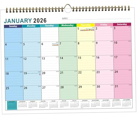 2026-2027 Väggkalender 18 månader stor kalender dubbelbindande planerare för kontor hem skolarrangör från januari 2026 till juni 2027