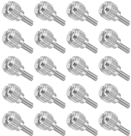 QUARKZMAN 20 st. kolstål räfflade skruvar M3 x 8 mm, helgängad krysskruv förnicklade skruvar för PC-hölje grafikkort mekaniska elektroniska enheter, silver