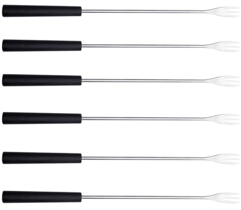 FOMIYES Set 6 Forchette per Fonduta di Formaggio e Cioccolato in Acciaio Inox Manico in Pp, Forchette da Dessert Multifunzione per Cucina Domestica, Ristoranti e Barbecue, Leggere