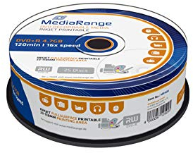 MediaRange DVD+R 4.7GB 25PCs Spindel 16x Inkjet Full Printa