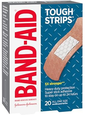 Band-Aid Brand Tough Strips Adhesive Bandage for Minor Cuts & Scrapes, All One Size, 20 ct