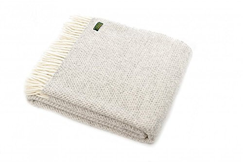 Tweedmill Textiles 100% Pure New Wool Sofa Bed Throw Blanket - Beehive Grey