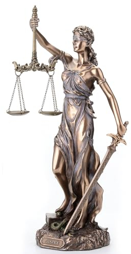 Veronese Design Studio Collection Figurine en Bronze coulé à Froid vertus cardinales Notre Dame de la Justice 29 cm