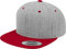Yupoong Flexfit Unisex Kappe Classic Snapback 2-Tone, zweifarbige blanko Cap mit geradem Schirm, One Size Einheitsgröße für Männer und Frauen, Farbe heather/red