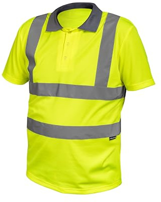 Högert Technik Warn pikétröja med reflekterande element, andningsbar 100% polyester, gul skyddskläder, fritt snitt, sikt på kropp och axlar, GUL, XXL