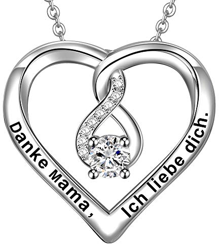 LOVORDS Damen Halskette Gravur 925 Sterling Silber Herz Unendlichkeits Kette Anhänger Mutter Geschenk für Mama