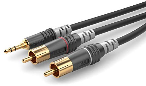 Hicon Teleplugg / RCA Audio Anslutningskabel [2x RCA-hane - 1x Teleplugg 3.5 mm] 1.50 m Svart