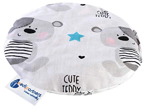 Medi Partners Kirschkernkissen Wärmekissen Körnerkissen für Babys 180g rund 15cm Öko Natur 100% Baumwolle Wärme + Kältetherapie Massagetherapie (Teddybär)