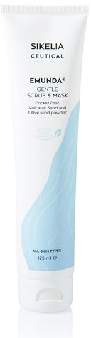 EMUNDA® Scrub e Maschera Viso 125 ml, Trattamento 3 in 1 Naturale: Esfoliante, Idratante e Purificante con Olio di Jojoba e Burro di Karite, Detergente Pelle Grassa, Mista e Sensibile - Made in Italy