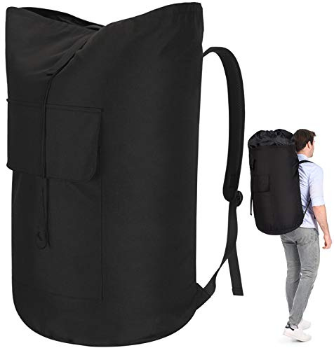 Backpack Laundry Bag, 115L Heavy Duty Extra Large College Laundry Backpack, Dirty Clothes Bag with Shoulder Straps, Laundry Hamper Bag with Drawstring Closure for College Dorm, Apartment Black