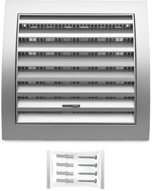 H&C VENT Silver Ventilation Grille with Slider and Insect Protection 6 x 6Inch / 150 x 150mm │ Vent Cover │ Extractor Air Vent Covers for Inside and Outside use │ Pipe Covers for Wall Door Window
