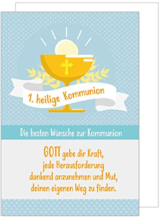 Edition Seidel exklusive Premium Kommunionskarte mit Umschlag. Glückwunschkarte Grusskarte Kommunion einzelne eine Kommunionskarte Junge Mädchen Karte (KO240 SW022) (Design 4)