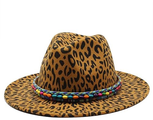 MYLPDZSW HHF Caps & Hüte Europa und Amerika Mode Neue Art Candy Panther Muster Woll Zylinder Paar Jazz Hut (Farbe : Khaki)