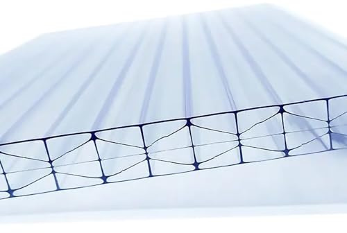 AtHaus® Polycarbonat Hohlkammerstegplatten - Zuschnitt nach Maß - 1350 x 700 mm - 10 mm Stärke - UV-beständig, wetterfest & transparent - Stoßfeste Doppelstegplatte als Gewächshausplatte