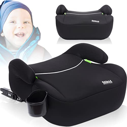 Sitzerhöhung i-Size Norm Isofix Kinder Auto Sitz Gruppe 3 125 – 150 cm Körpergröße ECE R129 (SCHWARZ)