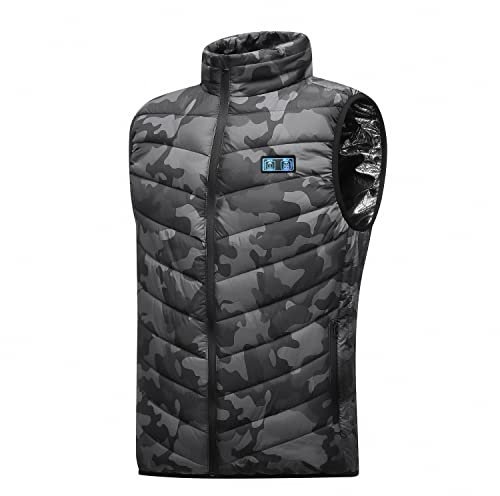 Veste Chauffante, Gilet Chauffant éLectrique Pour Homme/Femme Avec 3 Modes De Chauffe VêTement De Chauffage Lavable Pour Ski Plein Air RandonnéE Hiver Moto Chasse Camping(Sans Batterie) Chaude