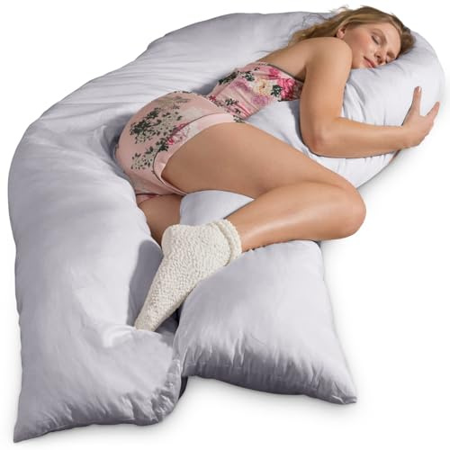 Traumreiter Seitenschläferkissen Jumbo XXL mit Bezug Baumwolle Silber Grau I Extra hohes und langes orthopädisches Komfortkissen. Schwangerschaftskissen zum Schlafen Stillkissen Kissen. Body Pillow