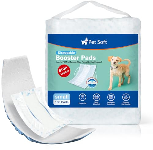 Pet Soft Fodere per pannolini per cani, 100 pezzi, usa e getta, per cani maschi e femmine, con protezione laterale a prova di perdite, inserti assorbenti per cani (S-100 pezzi)