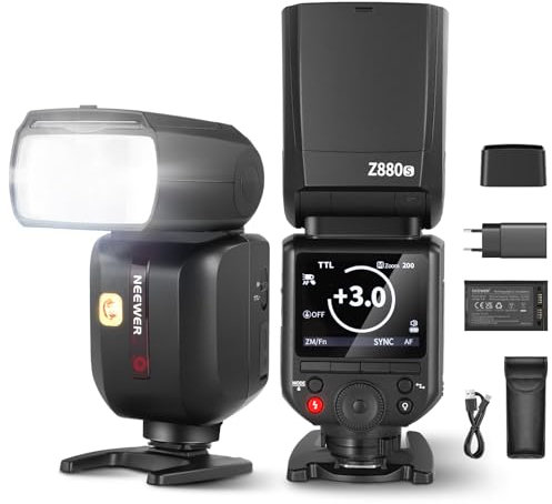 NEEWER Z880-S 2,4G Flash 76Ws TTL - Flash para cámara Speedlite compatible con Sony, interfaz de usuario mejorada, lámpara de modelado TTL/M, interruptor rápido TCM, 1/8000s HSS 7,4 V/2600 mAh batería