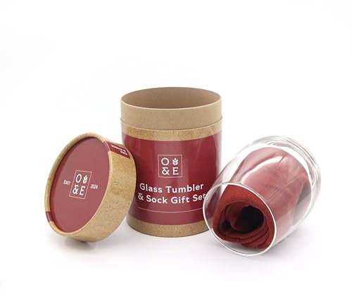 Oak & Ember® Elegante set regalo con bicchiere e calzini per vino rosso, bicchiere da vino, bicchiere da gin, cocktail, perfetto regalo di compleanno per mamma, papà, amico, collega, regalo di