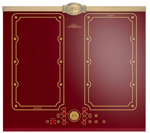 Kaiser KCT 6192 FI RotEm Induktionskochfeld 60 cm • 8 Heizelemente: 4×2 Induktions-Kochzonen • FREE ZONE mit 2 FLEX Induktions Zonen • Bordeaux Keramik-Glas mit Antique Gold-Leiste