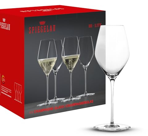 Spiegelau Hi-Lite Champagne Glasses 347 ml, Set of 4, 1750479, Crystal Champagne Glasses, Dishwasher Safe