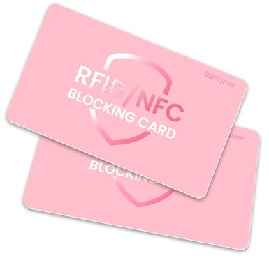 WHonor RFID Blocking Card 2 Pack, One Card Protects Entire Wallet/Purse, Debit Credit Card Protector, Anti-Theft Contactless NFC Blocker (Pink, 2 Pack)