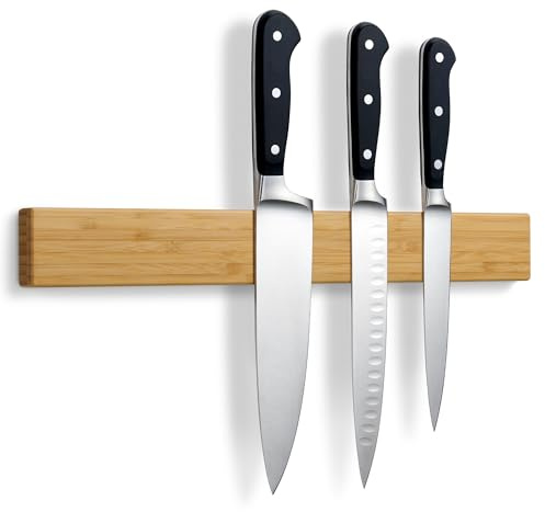 LARHN Imán Cuchillos Cocina Neodimio - Bambú, 40 cm - Barra Magnética