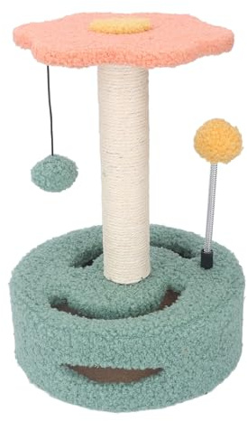 Aoaoy Cat Climbing Toy Cat Scratching Post Sisal Stable Interactive Cat Catching Post Cat Tree Tower with Bell for Climbing Jumping Sleeping Relaxing (Pink)
