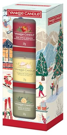 Yankee Candle Geschenkset mit 3 Mini-Kerzen zum Jahresende, Inhalt: 3 Mini-Votivkerzen